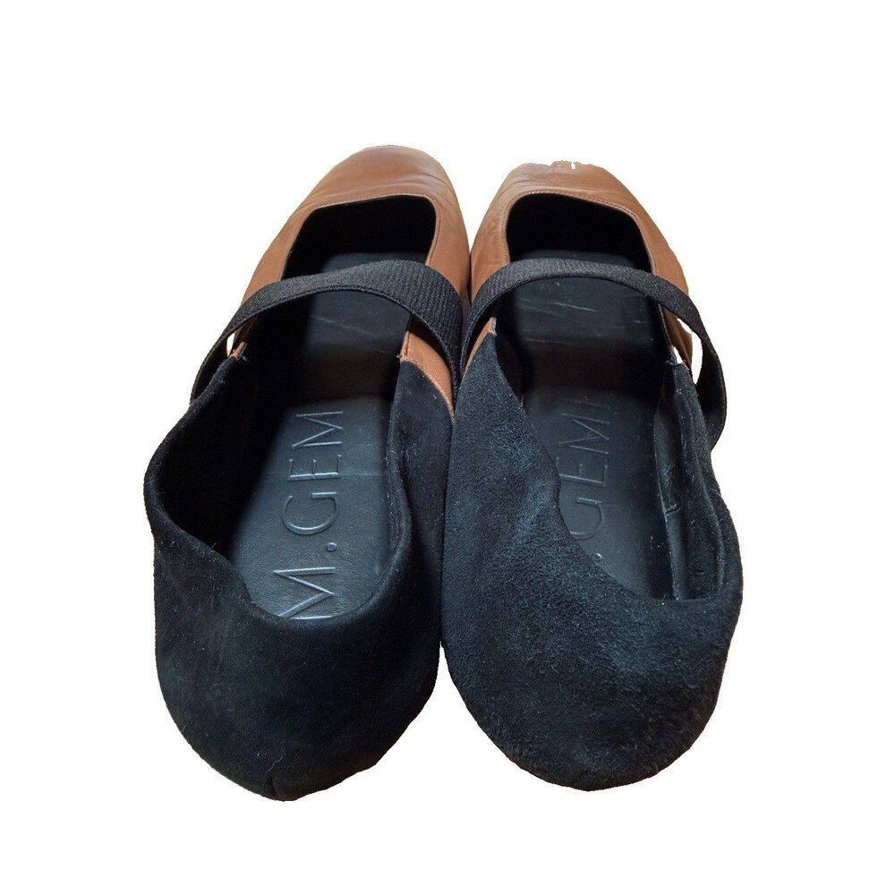 M.Gemi Italian Leather Ballare Ballet Flats Women Sz 40.5 US 9.5 Black Brown - Picture 5 of 10